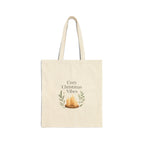 Cozy Christmas Vibes Canvas Tote Bag – Holiday Candle & Greenery Market Bag
