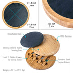 Round Bamboo Cheese Board With Knife Set and Removable Slate