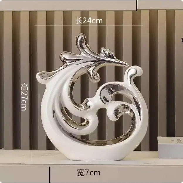 Simple Abstract Phoenix Ceramic Sculpture for Home Decor