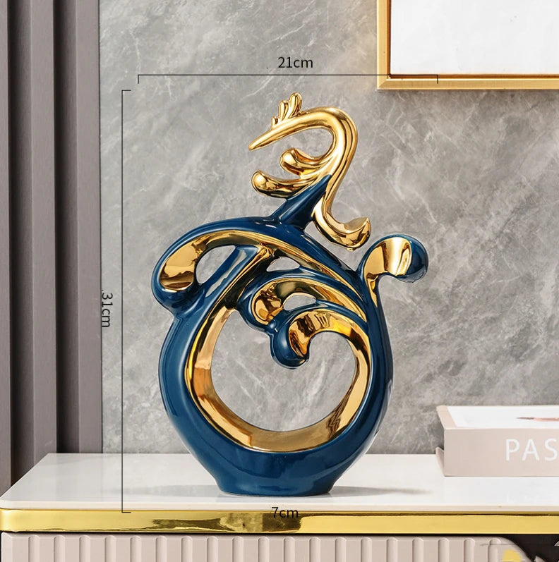 Simple Abstract Phoenix Ceramic Sculpture for Home Decor