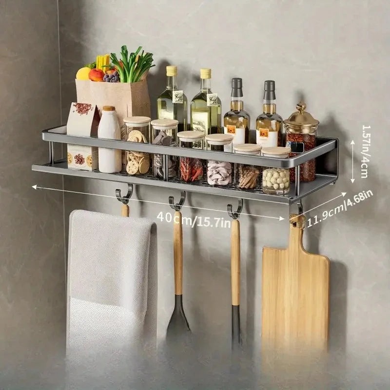 Multifunctional Kitchen Spice & Utensil Storage Rack – Wall Mounted