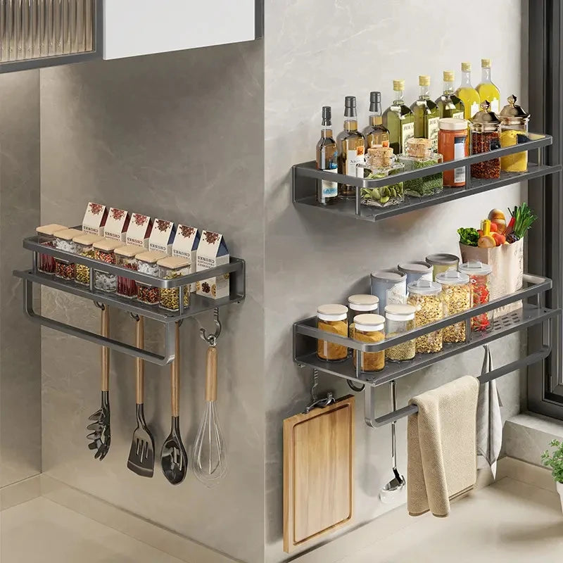 Multifunctional Kitchen Spice & Utensil Storage Rack – Wall Mounted