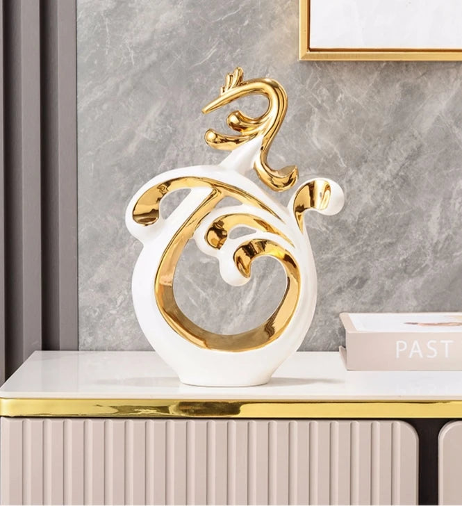 Simple Abstract Phoenix Ceramic Sculpture for Home Decor