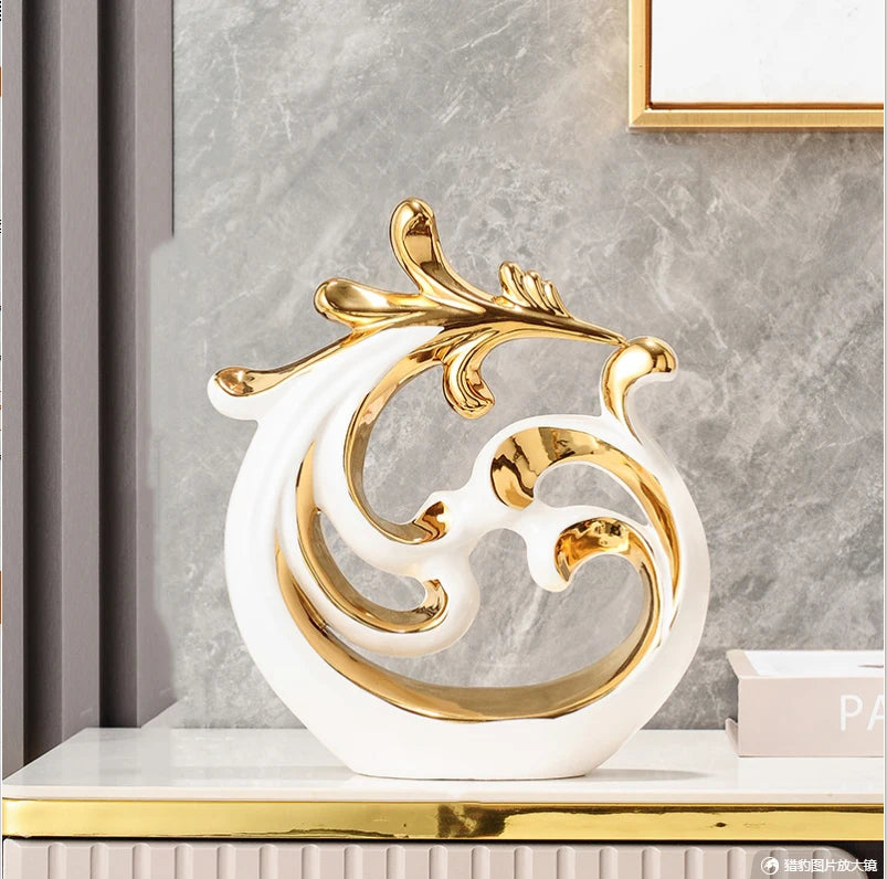 Simple Abstract Phoenix Ceramic Sculpture for Home Decor