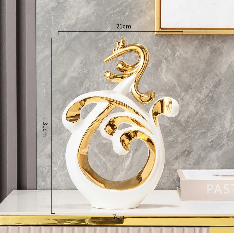 Simple Abstract Phoenix Ceramic Sculpture for Home Decor